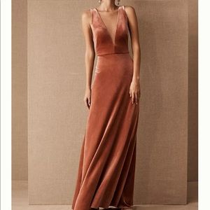 Jenny Yoo: Logan Velvet Dress in English Rose. Size 4